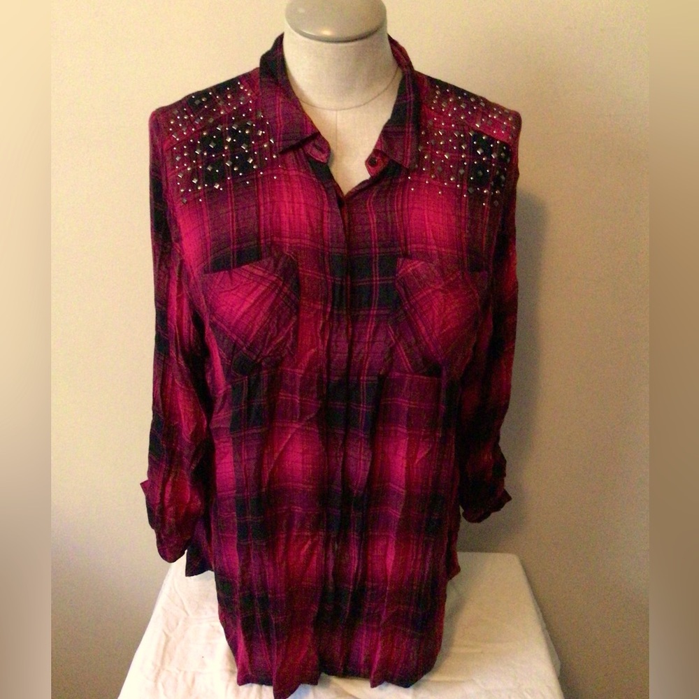 DC Jeans Plaid Top 2X